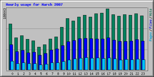 Hourly usage for March 2007