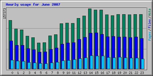 Hourly usage for June 2007